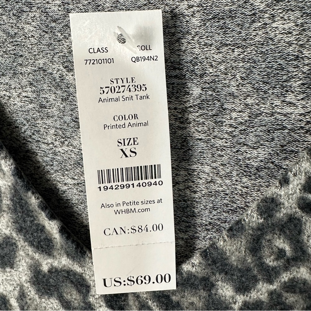 WHITE HOUSE BLACK MARKET Gray Dress Leopard Print Cozy Knit Tank Size XS - Picture 7 of 9